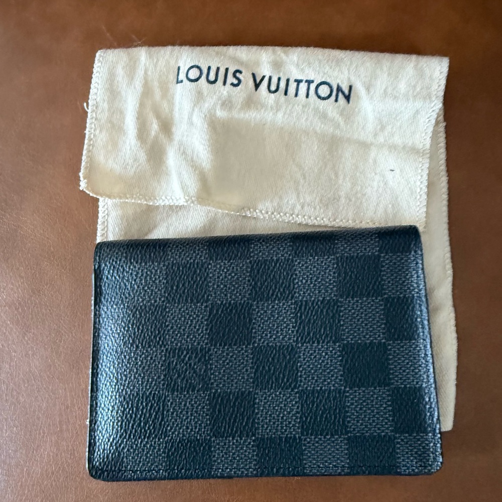 Louis Vuitton Black Checkered Card Holder like new